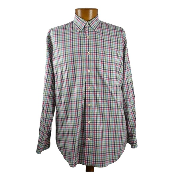 Peter Millar Cotton Plaid Button Down Shirt Size M - Picture 12 of 13